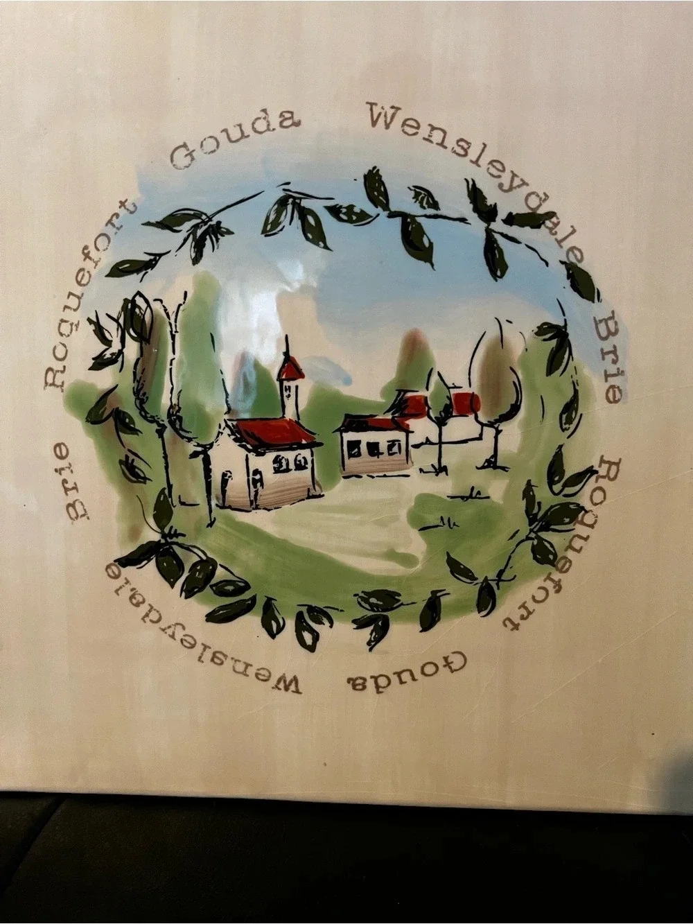 World Market HandPainted Ceramic 12x12 Cheese Platter Dishwasher, Microwave Safe